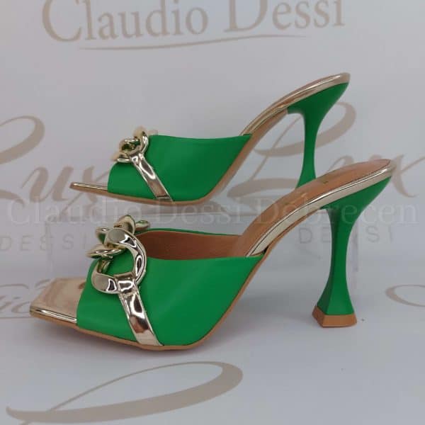 Lux by Dessi 150 zöld magassarkú papucs