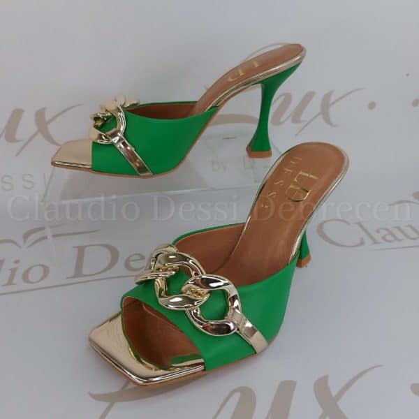 Lux by Dessi 150 zöld magassarkú papucs