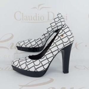 Lux by Dessi 0934 fehér-fekete magassarkú cipő