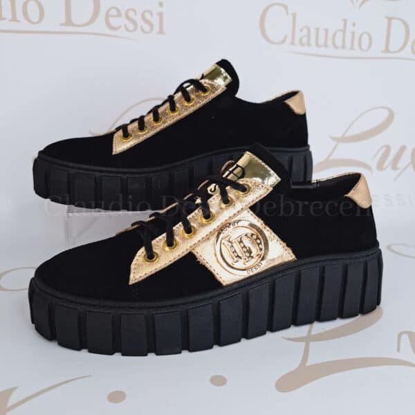 Lux by Dessi 540 fekete-arany velúr sneaker