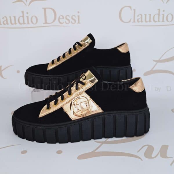Lux by Dessi 540 fekete-arany velúr sneaker