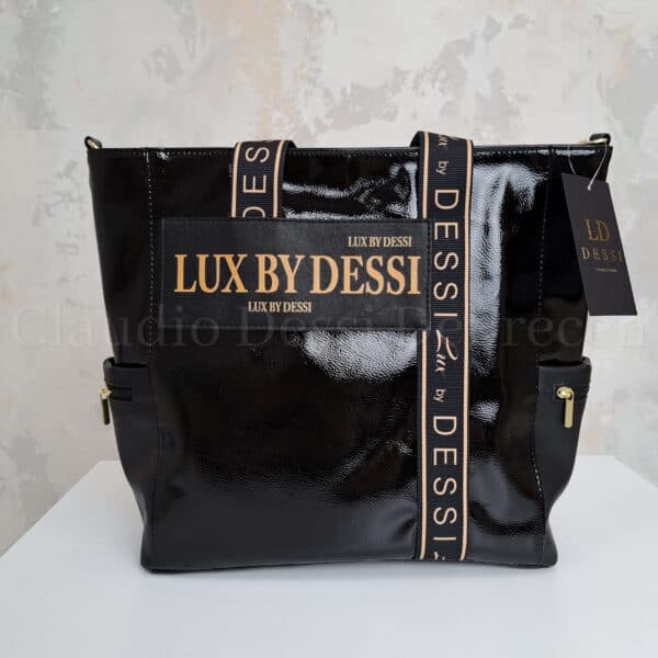 Lux by Dessi 588 fekete-arany lakk kézitáska