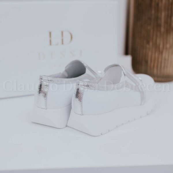 Lux by Dessi M130 fehér-ezüst slipon