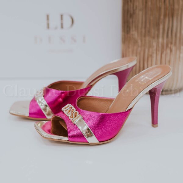 Lux by Dessi 149 pink metál magassarkú papucs