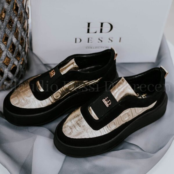 Lux by Dessi D-102/LD fekete-arany slipon