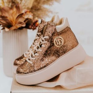 Lux by Dessi Astra-24 sötétarany brokát bokacsizma